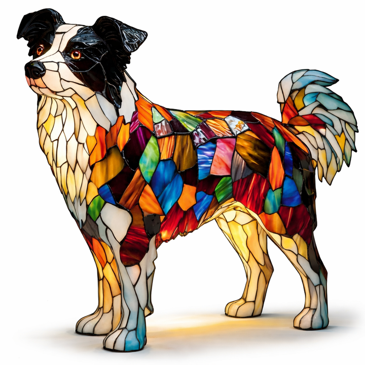 Table Lamp colourful Stained Glass Dog LED Decorative Night Light
