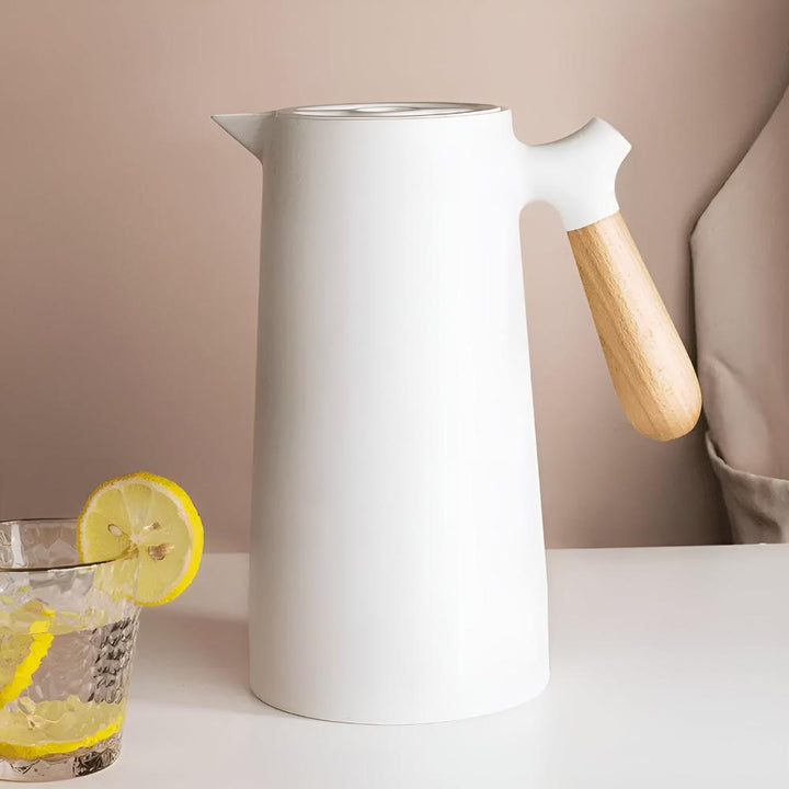 Thermal Carafe Insulated Wood Handle Beverage Server