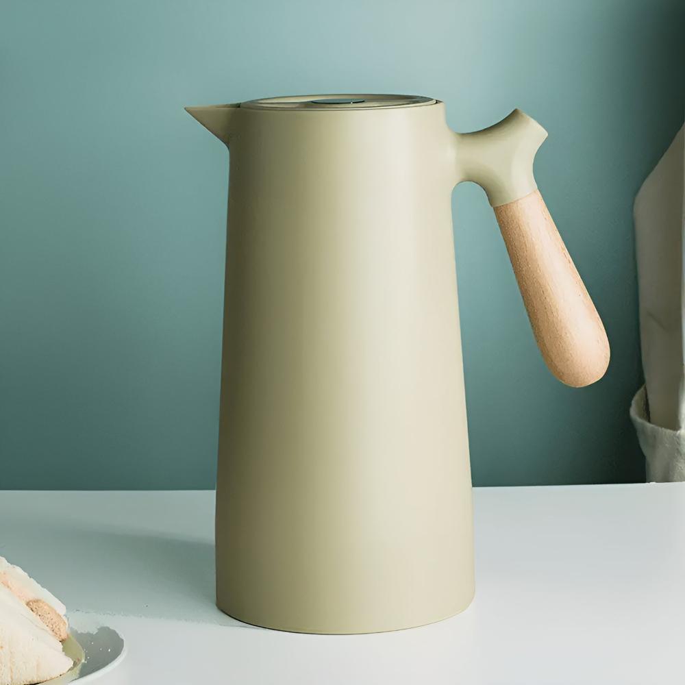 Thermal Carafe Insulated Wood Handle Beverage Server