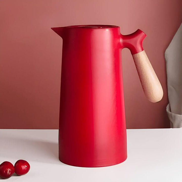 Thermal Carafe Insulated Wood Handle Beverage Server