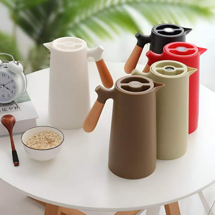 Thermal Carafe Insulated Wood Handle Beverage Server