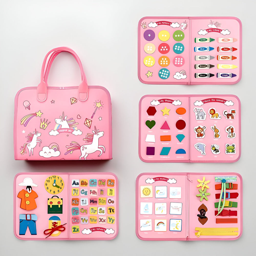 Toy Sensory Montessori Activity Board Travel Case