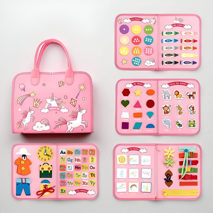 Toy Sensory Montessori Activity Board Travel Case