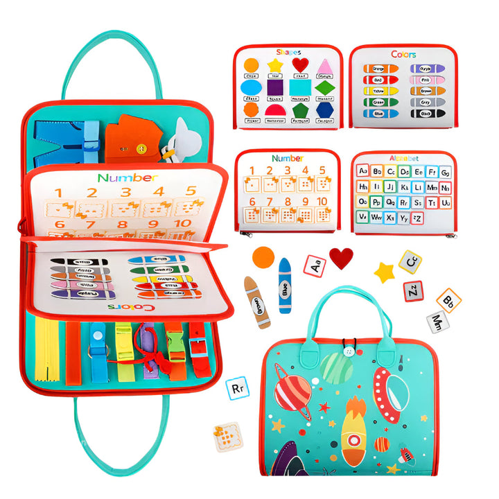 Toy Sensory Montessori Activity Board Travel Case