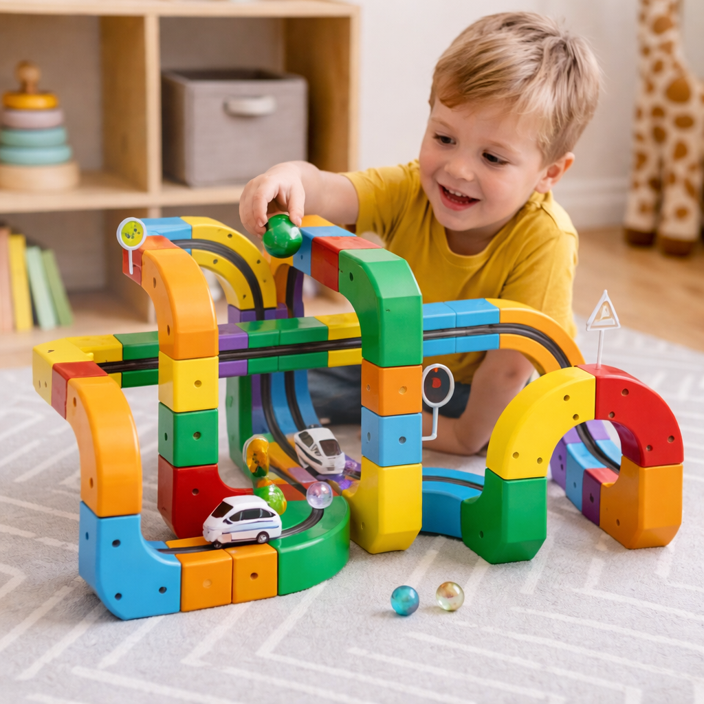Toy Building Blocks Marble Run Track Set Kids