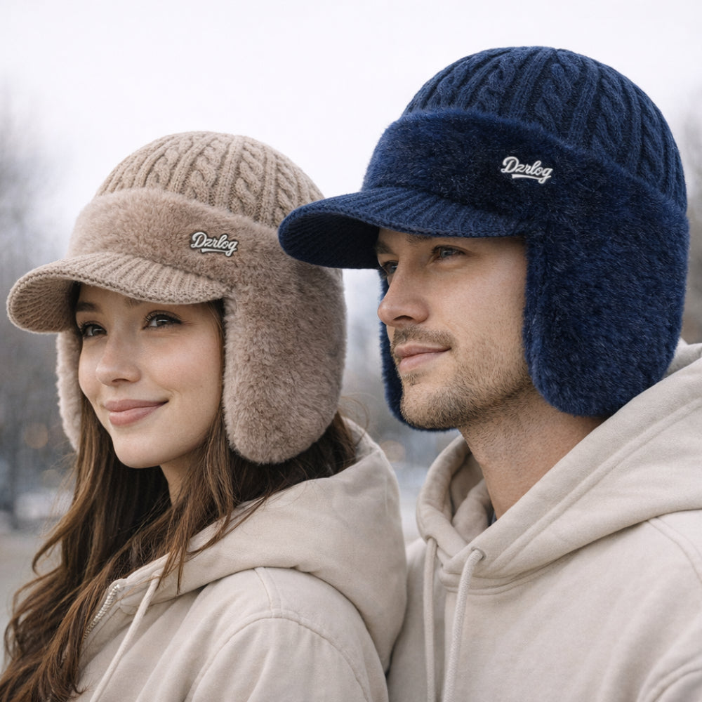 Trapper Winter Hat Ear Flap Knit Cap Visor