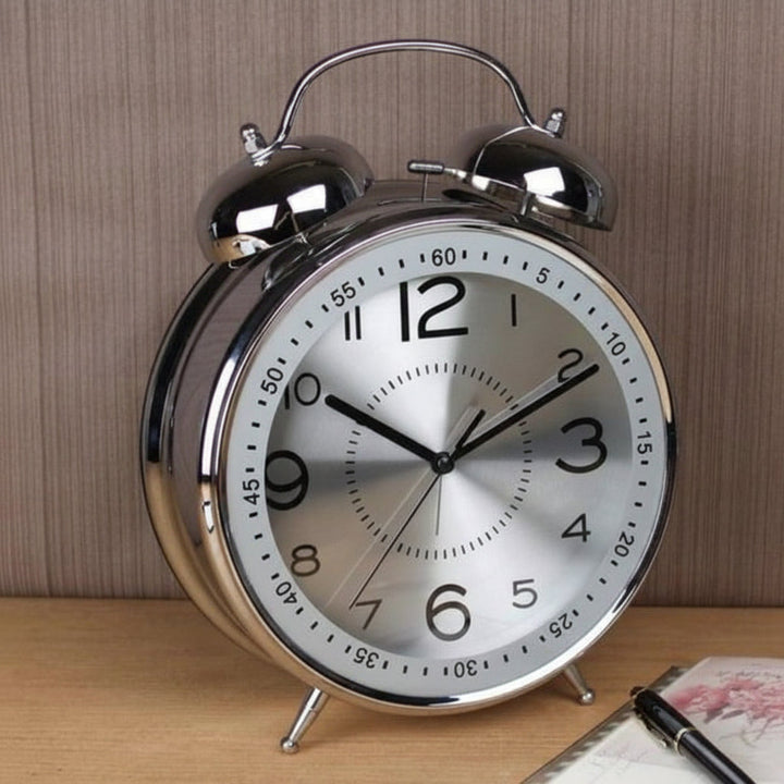 Alarm Clock Metal Vintage Double Bell Loud Bedside Clock