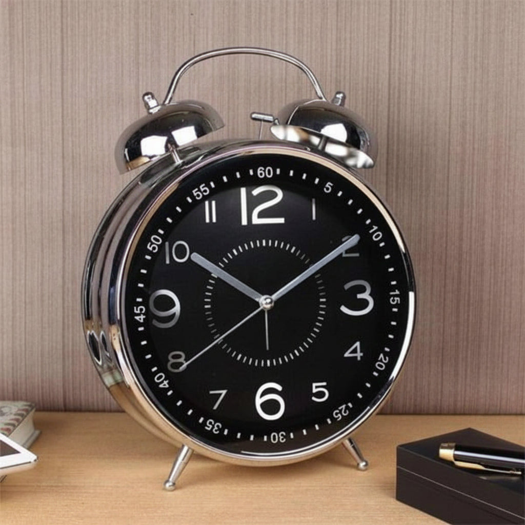 Alarm Clock Metal Vintage Double Bell Loud Bedside Clock