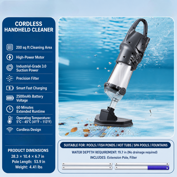 Pool Vacuum Cordless Cleaner Rechargeable Handheld