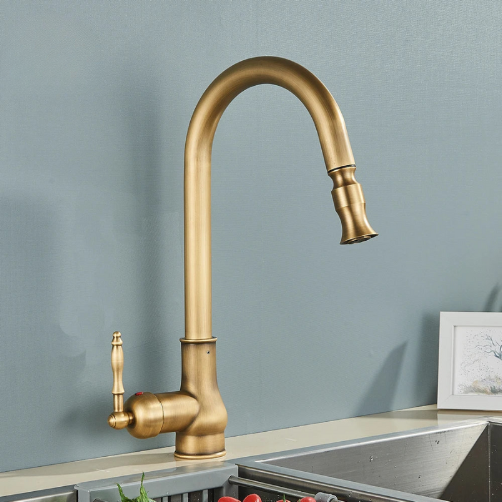 Kitchen Faucet Brass Vintage Swivel Spout Mixer