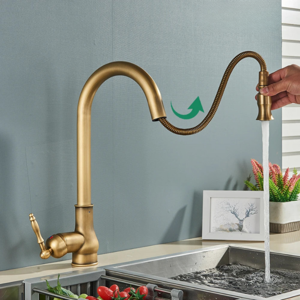 Kitchen Faucet Brass Vintage Swivel Spout Mixer