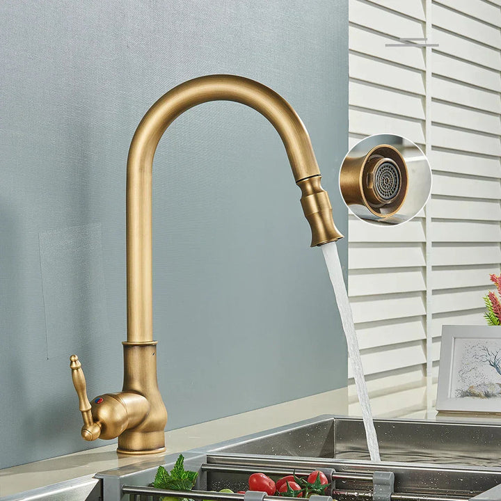 Kitchen Faucet Brass Vintage Swivel Spout Mixer