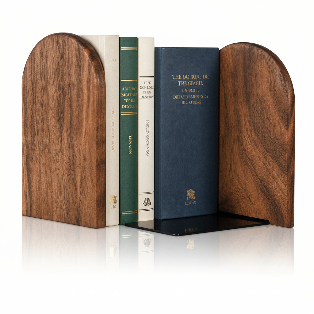 Bookends Wooden Black Walnut Heavy Duty Desk Book Holders