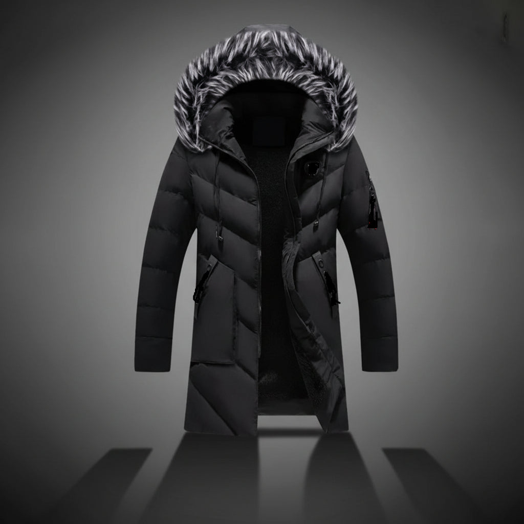 Men Winter Jacket Lined Hooded Cold Weather Coat