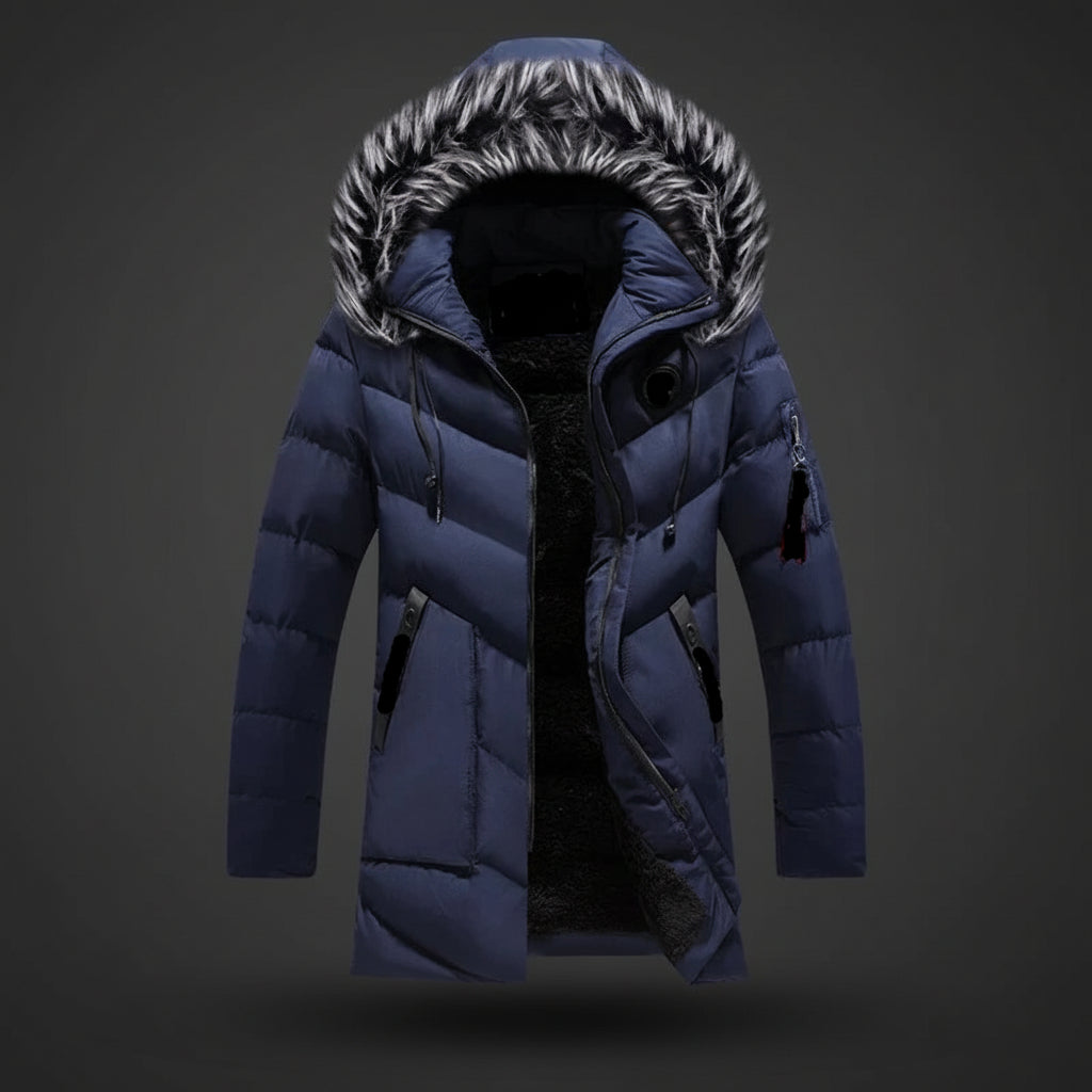 Men Winter Jacket Lined Hooded Cold Weather Coat