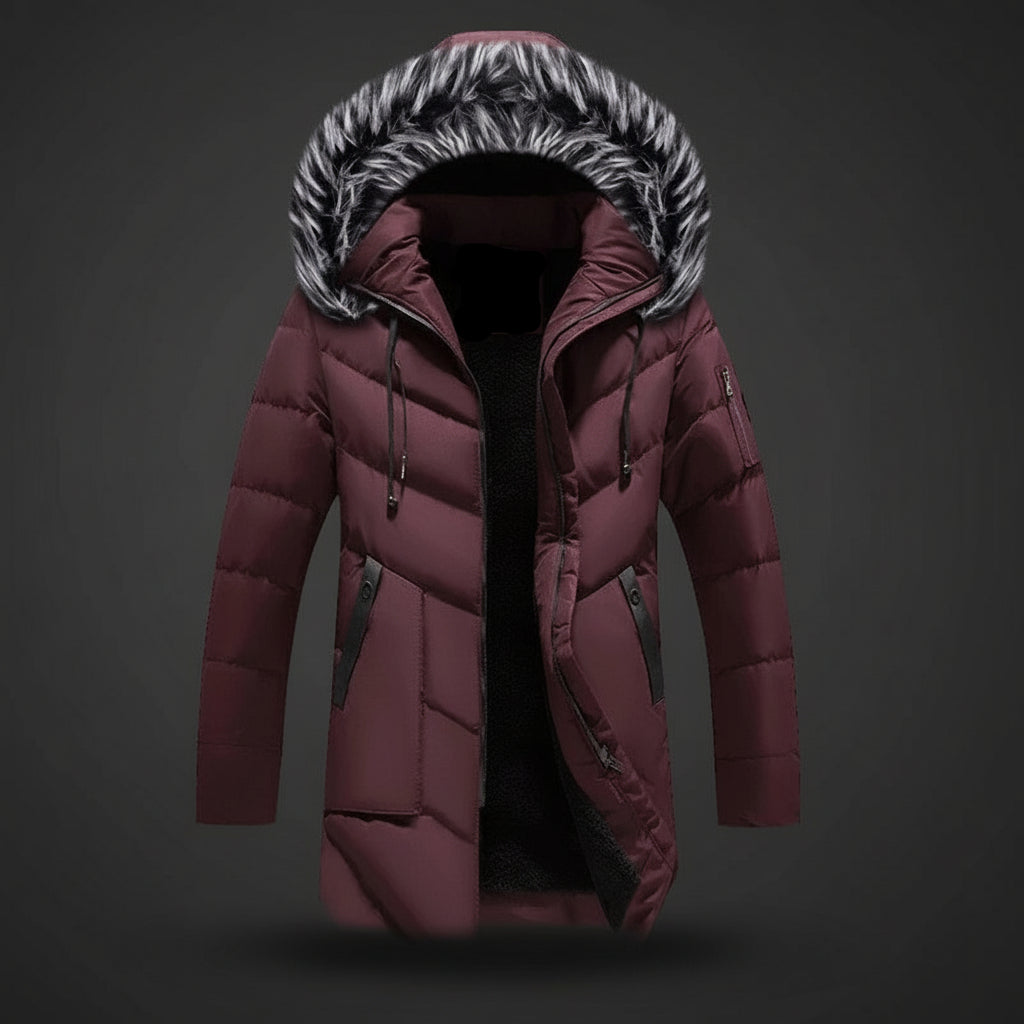 Men Winter Jacket Lined Hooded Cold Weather Coat
