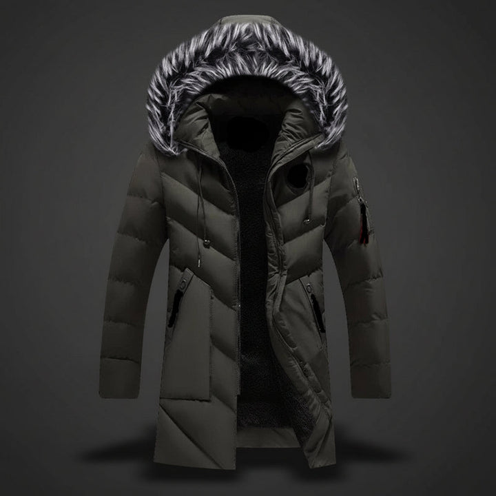 Men Winter Jacket Lined Hooded Cold Weather Coat