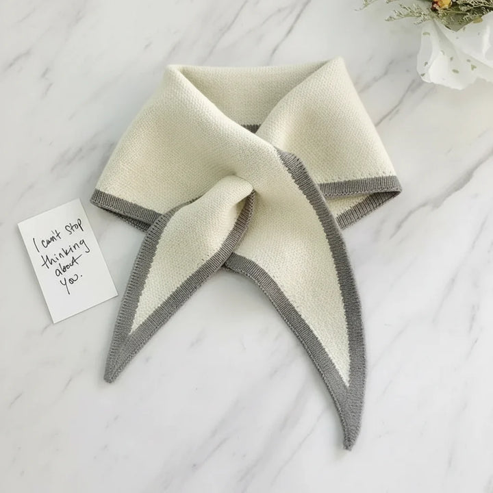 Scarf Retro Contrast Border Lightweight Soft Neck Wrap