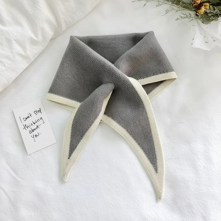 Scarf Retro Contrast Border Lightweight Soft Neck Wrap