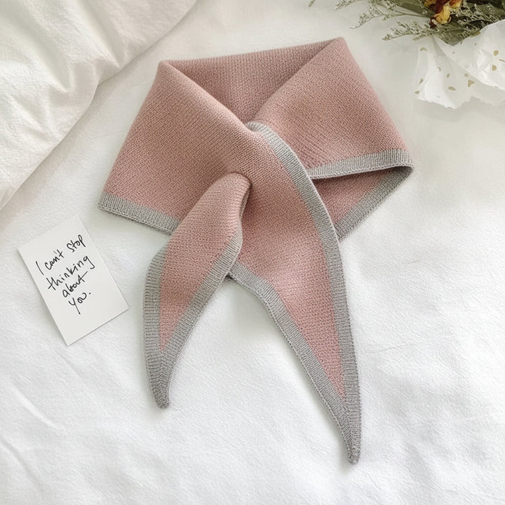 Scarf Retro Contrast Border Lightweight Soft Neck Wrap