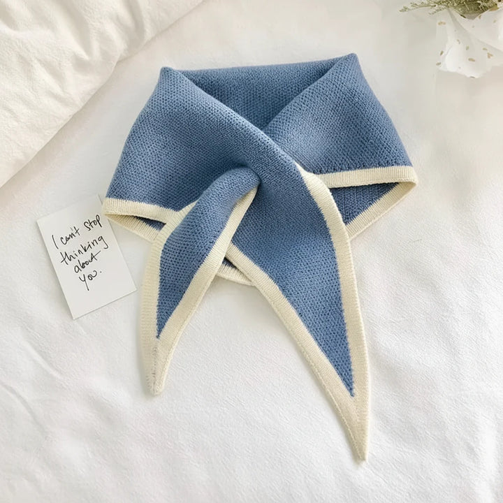 Scarf Retro Contrast Border Lightweight Soft Neck Wrap