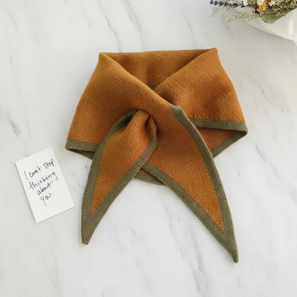 Scarf Retro Contrast Border Lightweight Soft Neck Wrap