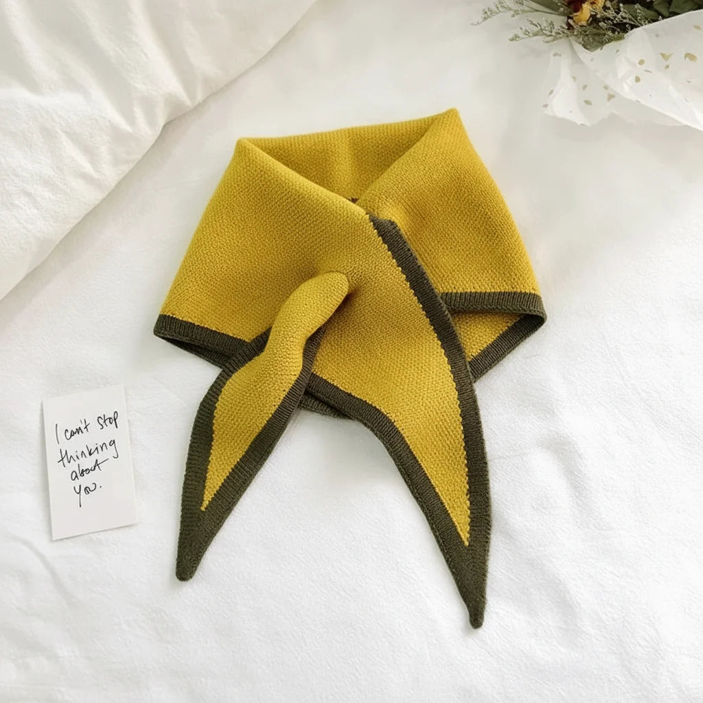 Scarf Retro Contrast Border Lightweight Soft Neck Wrap