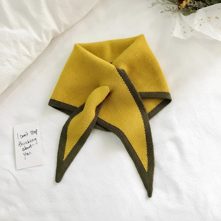 Scarf Retro Contrast Border Lightweight Soft Neck Wrap