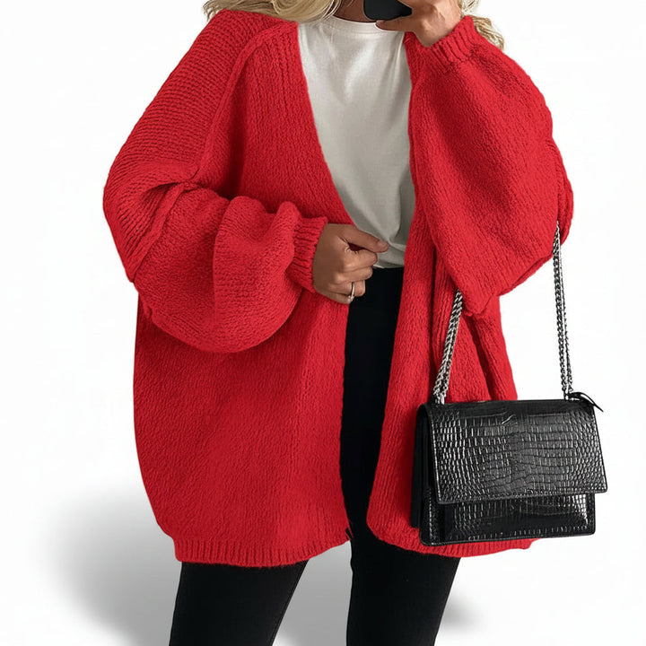 Women Cardigan Oversized Open Front Lantern Sleeve Jumper