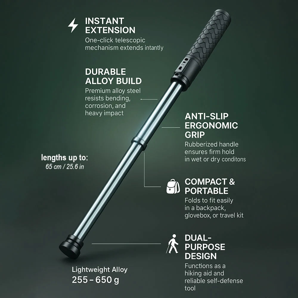 Walking Stick Telescopic Hiking Pole Alloy Outdoor Stability Support