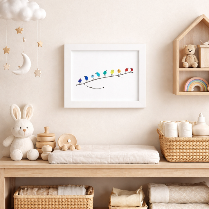 Wall Art Picture Frame Sea Glass Bird Driftwood Coastal Display