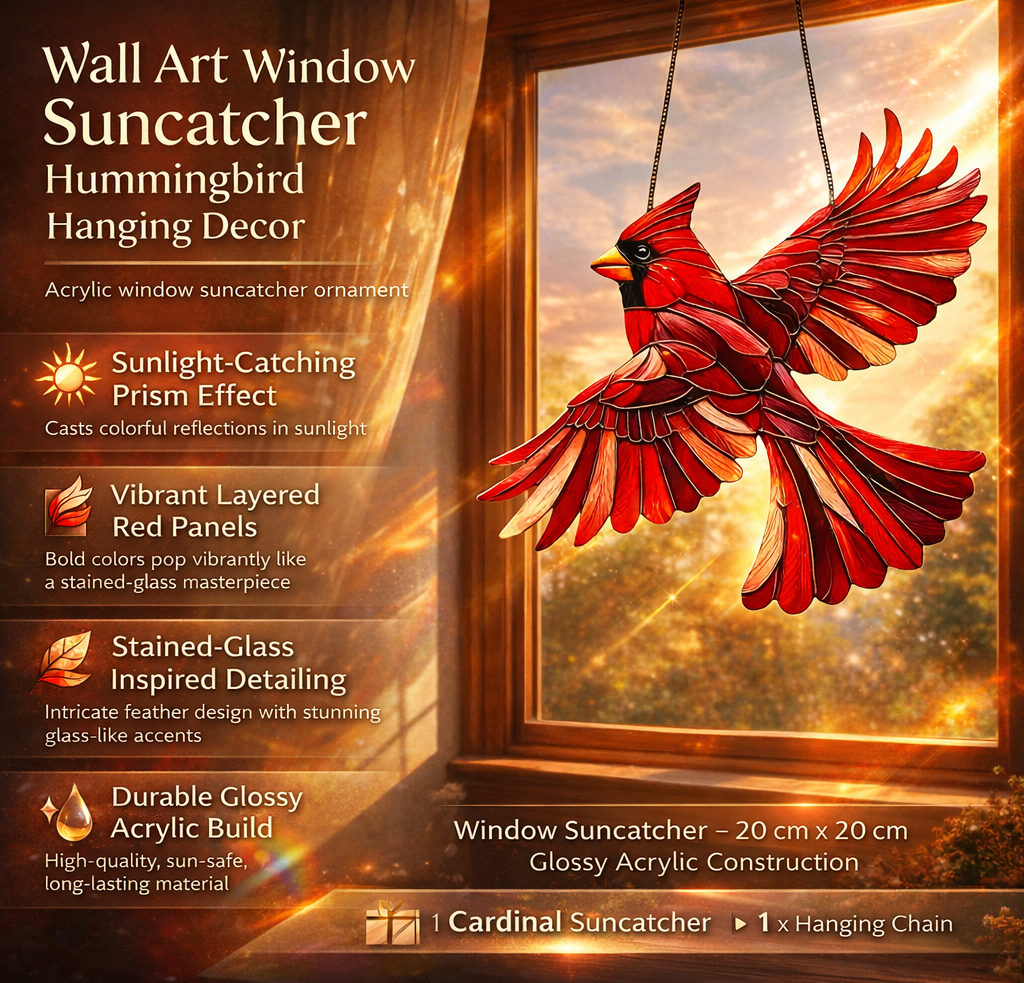 Wall Art Window Suncatcher Hummingbird Hanging Decor