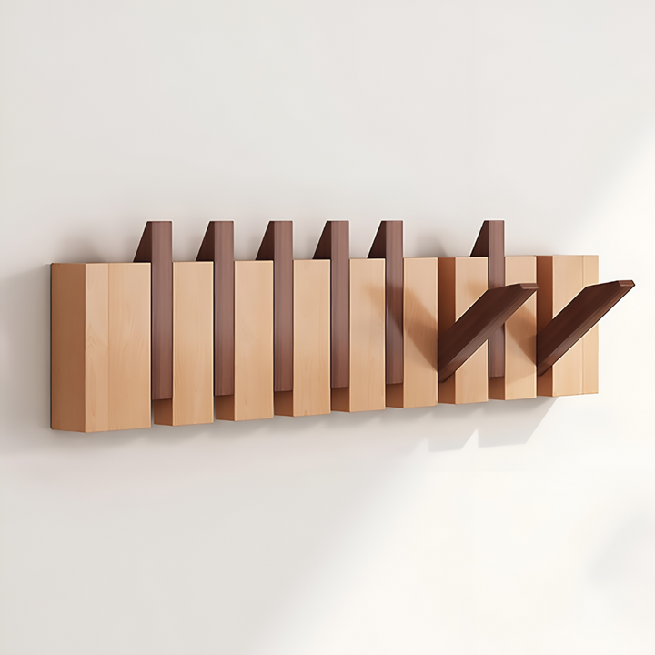 Wall Mounted Coat Rack Wooden Foldable Hook Rack Paneled