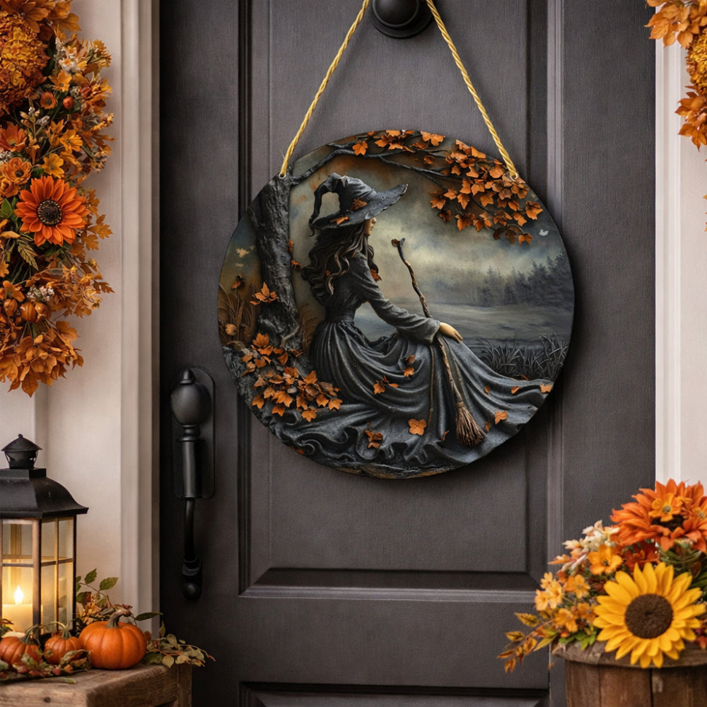 Wall Art Witch Folklore Wood Door Hanging Sign