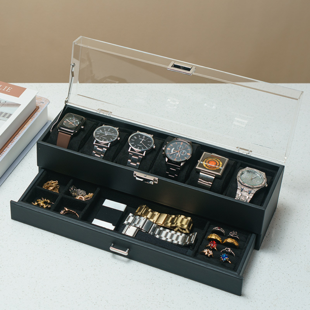 Watch Box Mothers Day Organizer 6 Slot Storage Case Drawer