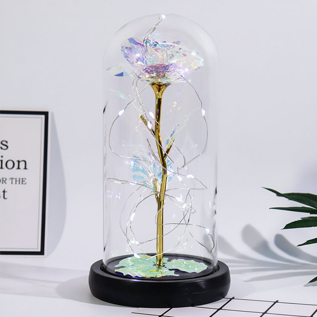Mothers Day Rose Figure Display Glass Dome Gift Decoration