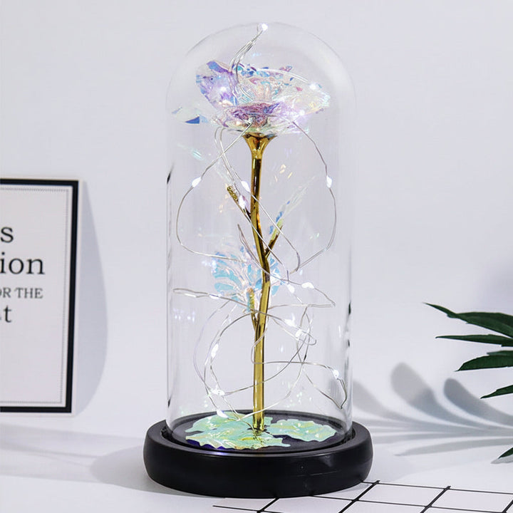 Mothers Day Rose Figure Display Glass Dome Gift Decoration