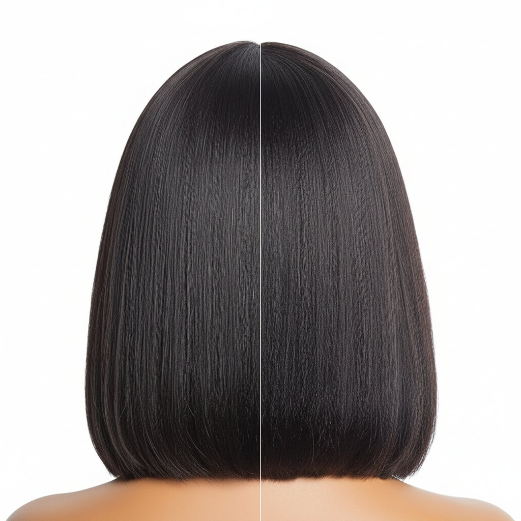 Human Hair Wig Glueless Bob Straight Yaki Lace Front Wig
