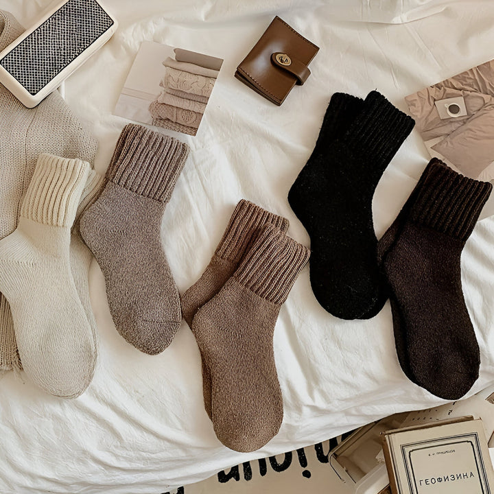 Winter Socks Knit Solid colour Fall Season Casual Set