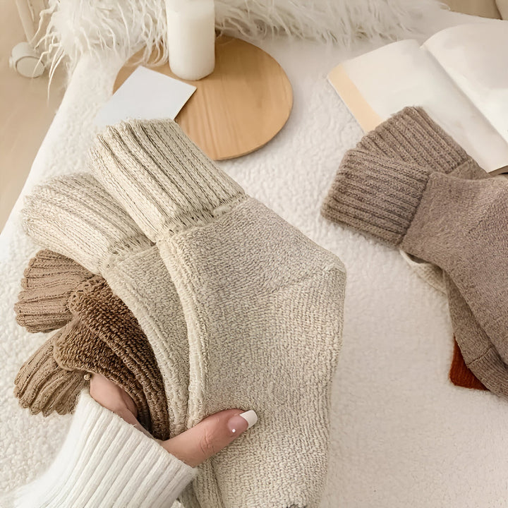 Winter Socks Knit Solid colour Fall Season Casual Set