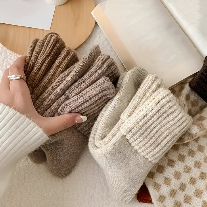 Winter Socks Knit Solid colour Fall Season Casual Set