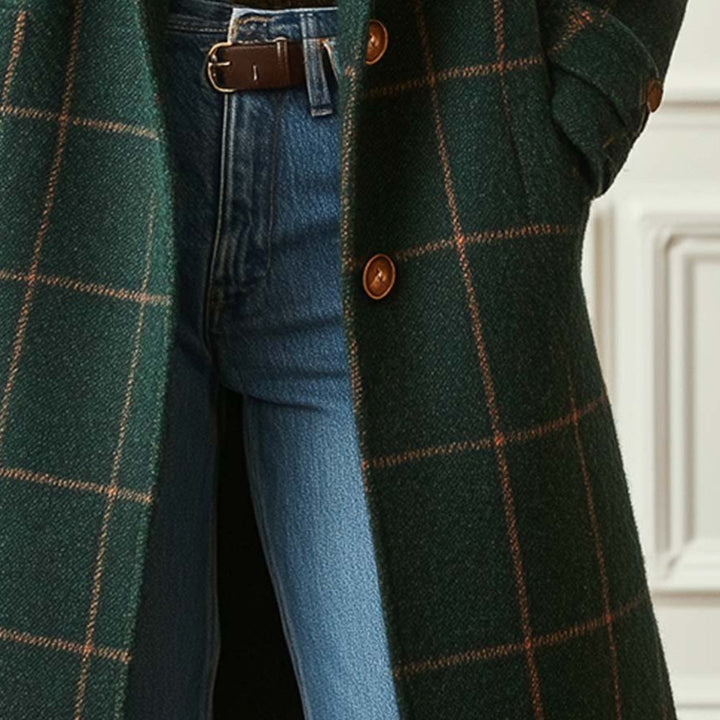 Women’s Coat Plaid Long Winter Outerwear