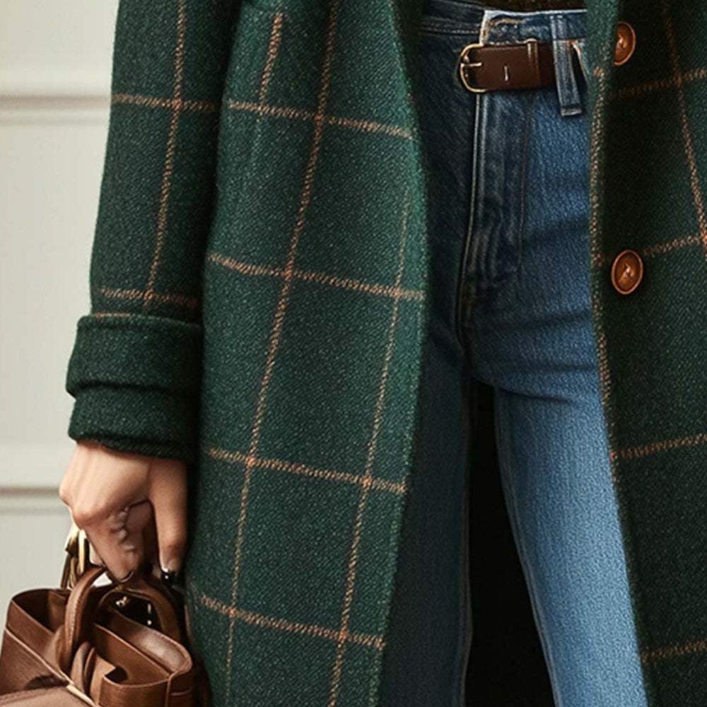 Women’s Coat Plaid Long Winter Outerwear