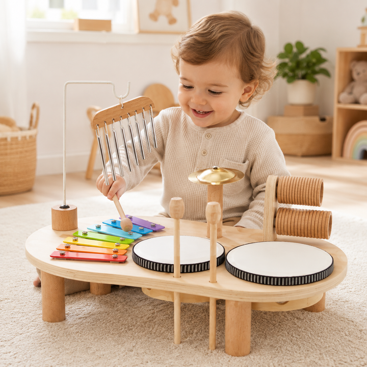 Wooden Toddler Music Set Exploration Play Station