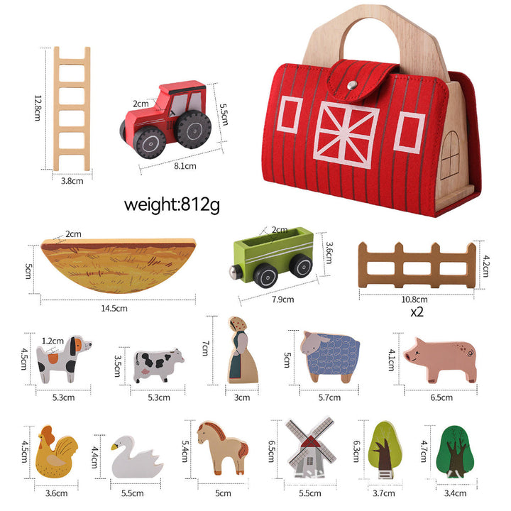 Wooden Toys Farm Set Toddler Travel Wooden