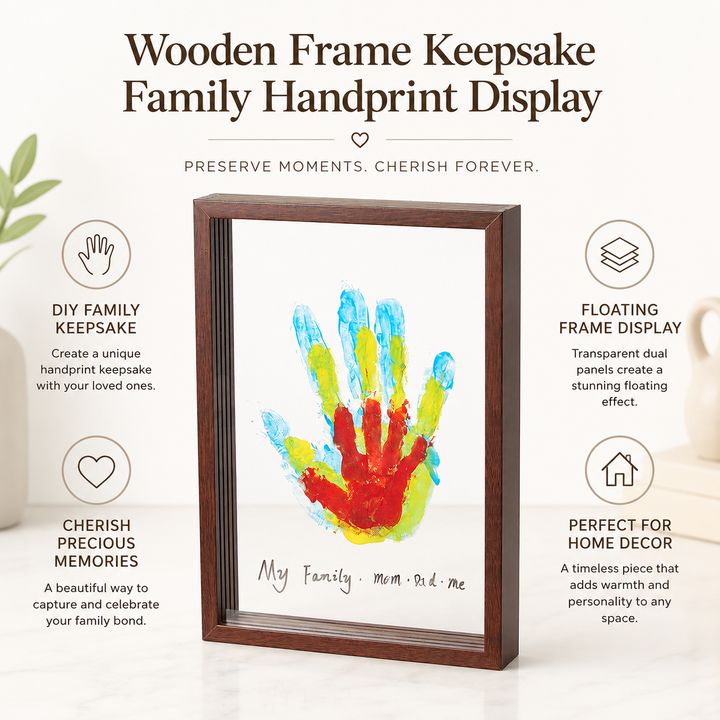 Wooden Frame Keepsake Family Handprint Display