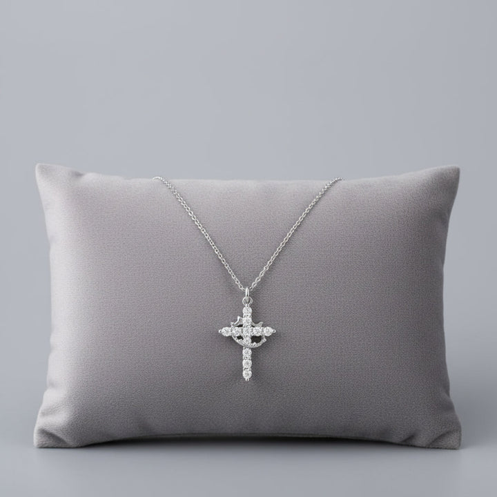 Cross Necklace Crown Pendant Gold Silver Faith Jewellery