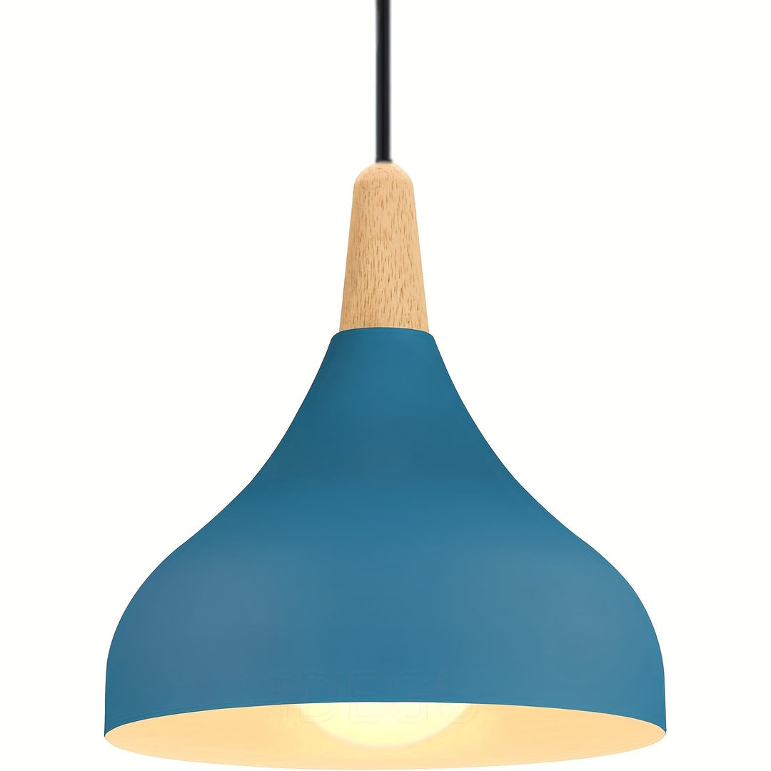 Modern Teardrop Pendant Light | Metal &amp; Wood Hanging Lamp