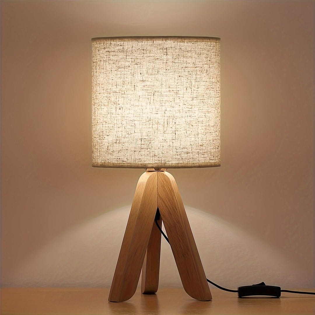 Nordic Wooden Tripod Table Lamp | Fabric Shade