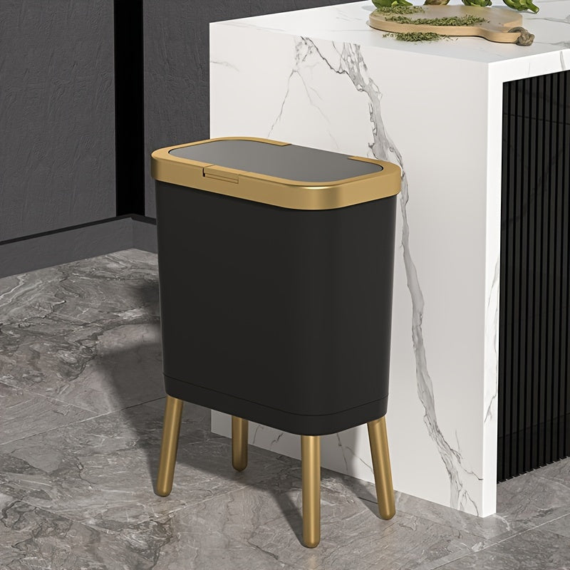 15L Modern Odour-Sealing Trash Can with Elevated Legs | Stylish Waste Bin for Kitchen, Living &amp; Bathroom